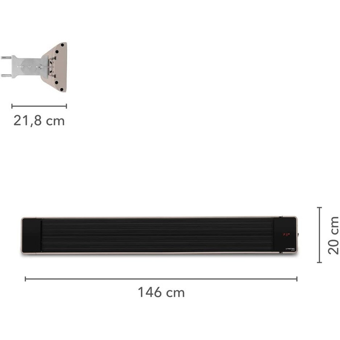 Інфрачервоний обігрівач TROTEC IRD 2400 потужність нагріву 800 Вт / 1600 Вт / 2400 Вт темний обігрівач, IP55, з пультом дистанційного керування, функція таймера 2 400 Вт