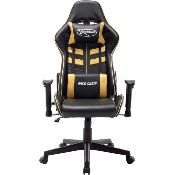Ігрове крісло, офісне крісло, ігрове крісло, письмове крісло, обертове крісло, чорно-золота штучна шкіра
