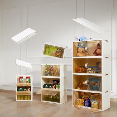 Контейнер для зберігання AHEONLAR з кришкою, складний, штабельований, з висувними ящиками, органайзером для шафи та ящиком для збе