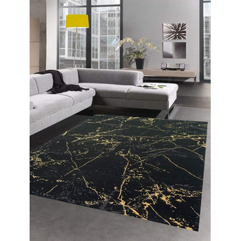 Килим для вітальні дизайнерський килим мармуровий вигляд чорне золото розмір 200 х 290 см 200 х 290 см чорне золото