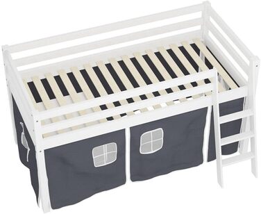 Сучасне двоярусне ліжко для спальні, 90 см, з каркасом сходів, тентом і книжковою полицею збоку, дерев'яне ліжко-горище для дітей