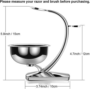 Набір для гоління GRUTTI для чоловіків, універсальний - тримач щітки для гоління, важка підставка для гоління з нержавіючої сталі, тримач 2 в 1 з чашею для гоління, безпечна підставка для гоління, для ручних бритв, щітка для гоління Silver-01