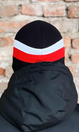 Балаклава PGWEAR Stripe Бавовняна балаклава з лайкрою, еластична та дихаюча Маска для вуличного одягу та активного відпочинку Зроблено в Європі Один розмір Білий/Червоний