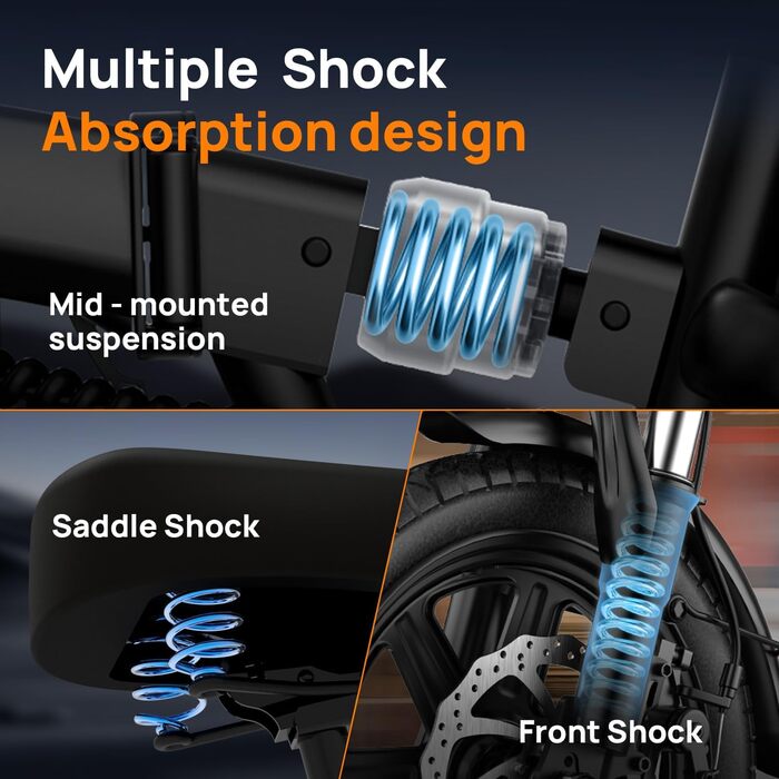 Складаний електровелосипед URLIFE 14&quot, 48 В 7,5 Аг, змінний акумулятор для великої дальності до 60 км, електричний велосипед, двигун 250 Вт, 3 режими їзди, регульована висота сидіння, складаний електровелосипед Pedelec для чоловіків та жінок, чорний