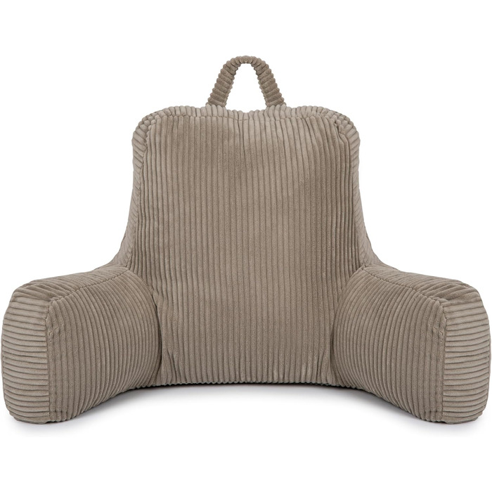 Подушка для спинки Flumi з підлокітниками для читання, перегляду телевізора або відпочинку, подушка для читання для ліжка та дивана з чохлом, який можна прати, наповнювач з пінопласту, опора для спини з ручкою для перенесення (бежевий вельвет)