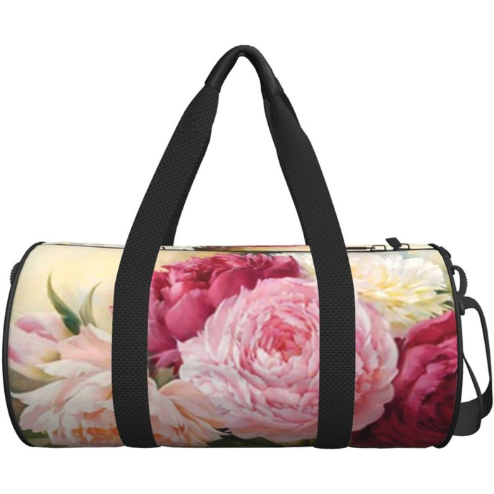 Дорожня сумка-циліндр, принт півонія, квіти, бутон. Спортивна сумка для чоловіків та жінок, сумка для подорожей, спортивна сумка