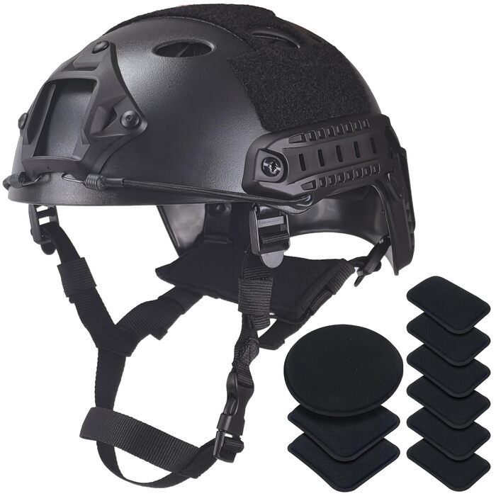 Армійський шолом у стилі SWAT Combat PJ Fast для CQB, страйкболу, пейнтболу, стрільби чорного кольору