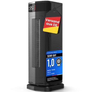 Енергозберігаючий вентилятор-обігрівач ПЕРЕМОЖЕЦЬ ТЕСТУ, 2000 Вт ECO вентилятор-обігрівач, малий, коливання 90, тихий вентилятор-обігрівач з 24-годинним таймером, захистом від перекидання та перегріву, чорний