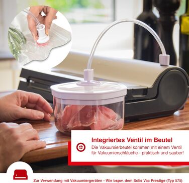 Стартовий набір Solis з пакетами для вакуумного пакування Zip, 7 шт. 5 пакетів з термозбіжною плівкою, комплект з'єднань шлангів для вакуумного пакувальника/вакуумного пакувальника, допоміжний засіб для герметизації