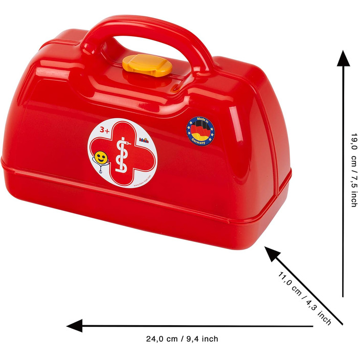 Валіза лікаря Зі стетоскопом, термометром, шприцом та багато іншого Міцний кейс з практичною ручкою для перенесення Розміри 24 см х 11 см х 19 см Іграшка для дітей віком від 3 років і старше Одномісна, 4457