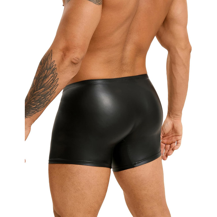 Чоловічі PU-шкіряні боксерки ohyeahlady, еротична білизна, з виступною U-подібною кишенею та блискавкою, чорний, L