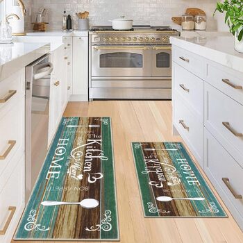 Комплект кухонних килимків, килимок для кухні, що миється, килимова доріжка для коридору, комплект кухонних килимків та килимків, що миються, підходить для нековзних килимків на кухні, у вітальні, їдальні та ванній кімнаті C002