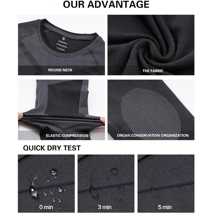 Чоловіча термобілизна, функціональна білизна, лижна білизна, зимовий комплект термобілизни, тепла, м&39яка, дихаюча, термобілизна, термомайка, термотруси для чоловіків, сірий, L