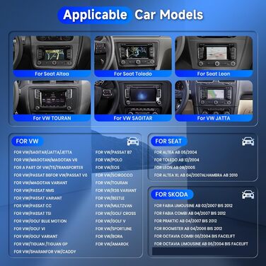 Автомагнітола Hodozzy Carplay для VW Golf 5 Polo Skoda з навігацією/WiFi, 9-дюймова автомагнітола VW 2 Din Bluetooth з Android Auto/Mirror Link/32-бітний еквалайзер/FM/RDS/SWC/USBкамера заднього виду, 464G