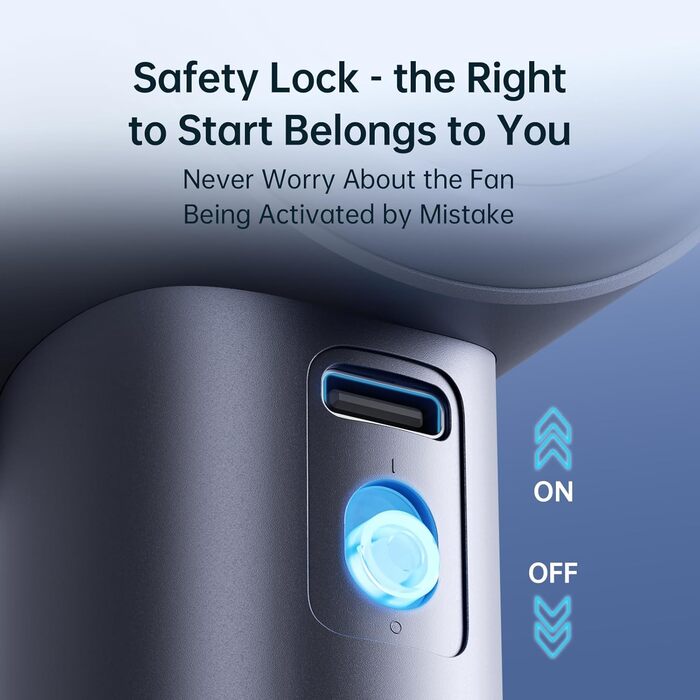 Портативний портативний вентилятор JISULIFE, регульована швидкість (1-100), міні-вентилятор Turbo, акумуляторна батарея 3600 мАг, цифровий дисплей, для жінок, чоловіків, подорожей/кемпінгів/на природі синій
