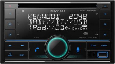 Автомобільна радіостанція Kenwood DPX-5200BT 2-DIN CD з Bluetooth Hands-free (вбудований Alexa, USB, AUX-вхід, високопродуктивний тюнер, Spotify Control, звуковий процесор, 4x50 Вт, змінне підсвічування клавіш) (CD/BT/USB/DAB, одинарний)