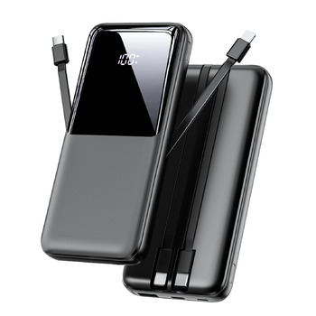 Портативний зарядний пристрій ємністю 26800 мАг, 22,5 Вт із USB-C та швидкою зарядкою, 3 порти та 2 вбудовані кабелі, зовнішній акумулятор, сумісний з iPhone 17 16 15 14 13 Android, чорний