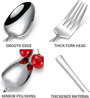 Набір столових приборів Багаторазові столові прибори, набір посуду з 16 предметів з нержавіючої сталі для дому, кухні, квартири, обідньої перерви, приготування їжі, обіду, подорожей, кемпінгу, їжі, стейку