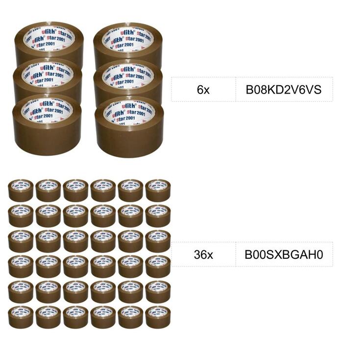 Клейка стрічка Ulith Star 2001 Пакувальна стрічка PP 50 мм x 66 м коричнева 36 рулонів 36 шт.