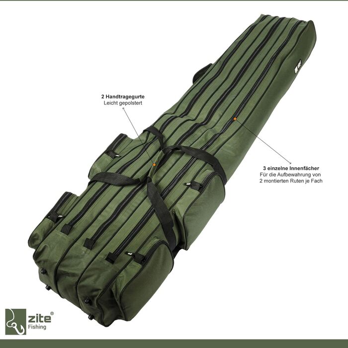 Сумка для вудки Zite Fishing 190 см Чохол для рибалки Rod-Case, водовідштовхувальний чохол для вудки, 3 відділення рюкзак для вудки сумка для риболовлі сумки для риболовлі сумка для вудки сумка для вудки