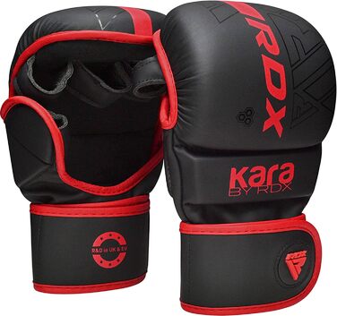 Рукавички RDX MMA для тренувань з греплінгу в бойових мистецтвах, шкіряні рукавички для спарингу Maya Hide Kara, боксерські рукавички для муай-тай, кікбоксингу, фріфайту, рукавички для боксерського мішка (багаторазові), червоні, розмір S/M