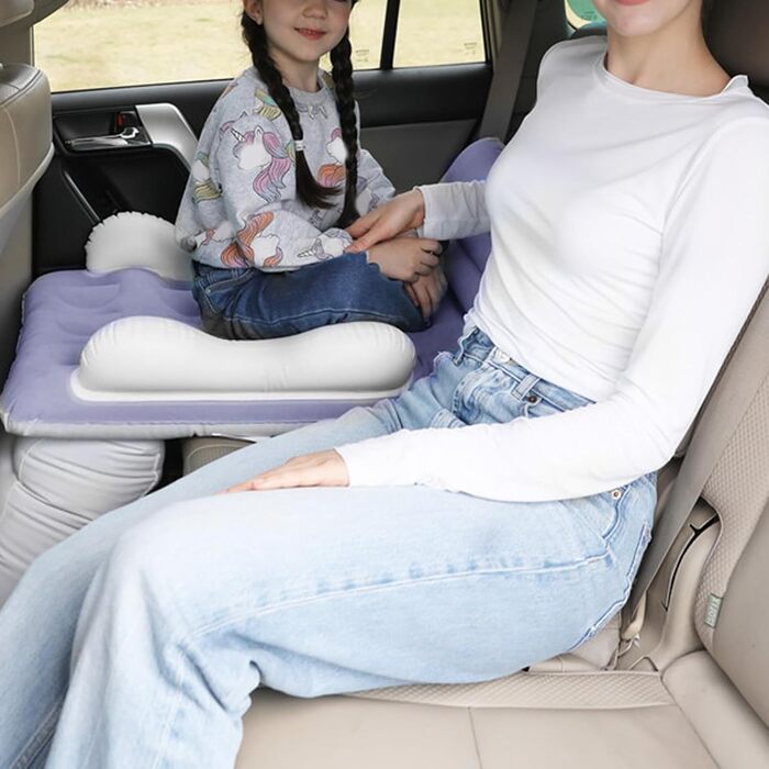 Легкий дорожній матрац для малюків, двосторонній флок, конструкція для швидкого надування, підходить для літака, автомобіля, використання на вулиці, складне дитяче ліжечко з насосом