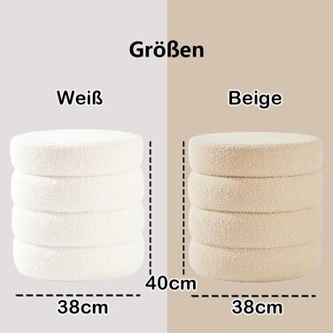 Круглий стілець Zedelmaier у формі ведмедика з місцем для зберігання - стілець для сидіння, туалетний столик та стілець для зберігання для вітальні, спальні та дитячої кімнати (білий) 38Г x 38Ш x 40В см Білий