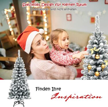 Ялинка-олівець зі снігом 135 см біла COSTWAY