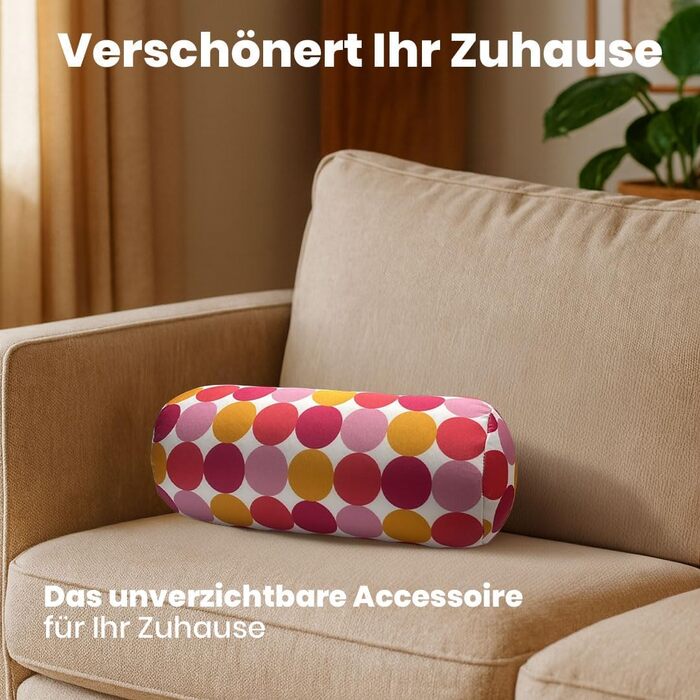 Кругла релаксаційна антистресова подушка Знімає тиск на шийний відділ хребта Наповнена дрібними комфортними намистинами М&39яка тканина з лайкри Можна прати в пральній машині 35 x 15 см Троянди