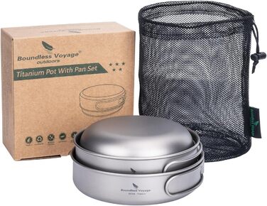 Набір з 3 титанових чаш для кемпінгу та пікніка Boundless Voyage Outdoor Ultralight, титанова каструля