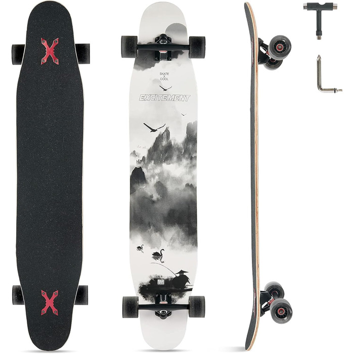 Лонгборд 118 см Pro Cruiser Trick 8-шаровий клен Black довгий круїзер для трюків 46" повний компліт для початківців дорослих підлітків дівчаток хлопчиків ландшафтний фрірайд оригінал 2025