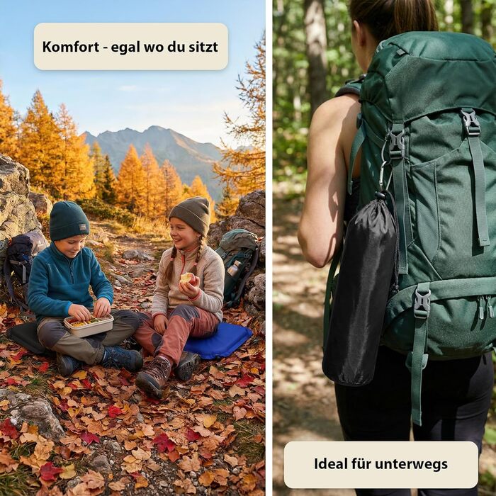 Самонадувальна подушка для сидіння для кемпінгу 40 x 30 x 3,8 см Термоподушка для стадіону Ізоляційний килимок для сидіння на вулиці Надлегкий набір з 2 шт.