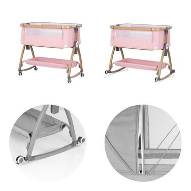 Дитяче ліжечко Chipolino Charisma, матрац, регульована висота, колеса, відділення для зберігання, ремінь, рожевий