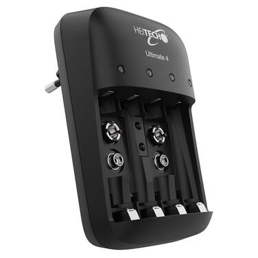 Зарядний пристрій HEITECH Ultimate на 4 батареї - Зарядний пристрій на 4 батареї для заряджання батарей та акумуляторів - Швидкий зарядний пристрій для батарей AAA, AA та 9V NiMH - Зарядний пристрій