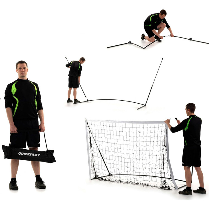 Футбольні ворота QUICKPLAY KICKSTER - Ультрапортативна футбольна сітка для всіх вікових груп - Швидкозбірні садові футбольні ворота для ігор на свіжому повітрі - У комплекті легкозбірні футбольні ворота та сумка для перенесення d) Футзал 3x2 м