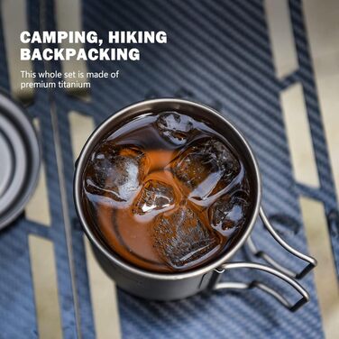 Титанова кружка Boundless Voyage 420 мл з чайним інфузером та кришкою, чашка для кемпінгу на відкритому повітрі з фільтром, легка одношарова кавова кружка зі складною ручкою, портативна, для походів, подорожей, пікніка, посуд для напоїв Ti3054D