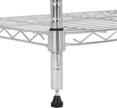 Вузька шафа для зберігання Storeo Basics з 3 полицями, регульованими по висоті полицями та ніжками, максимальна вага 340 кг, хромована, 34 см Г x 58,9 см Ш x 76,2 см В, хромована, 23,3 Д x 13,4 Ш x 30 В, без коліс