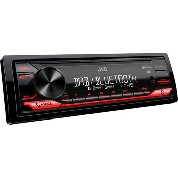 Автомагнітола JVC KD-X282DBT USB з системою гучного зв'язку DAB і Bluetooth (USB, AUX-вхід, 1 x pre-out 2,5 В, звуковий процесор, 4x50 Вт, підсвічування червоної клавіші)