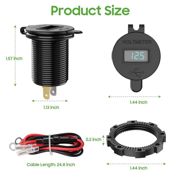 Адаптер зарядного пристрою для гольф-кара, двопортовий адаптер живлення USB швидкої зарядки 3.1, 5A для клубного автомобіля для го