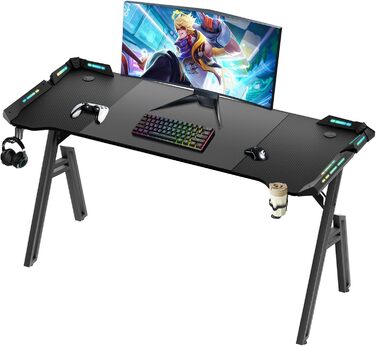 Ігровий стіл Storeo Imp, 140 x 60 см, МДФ / сталь / вуглецеве волокно, чорний