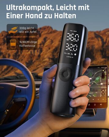 Автомобільна шина з міні-компресором CAFELE 160PSI, електричний повітряний насос DC 12V, портативний з 2 цифровими дисплеями, ткан