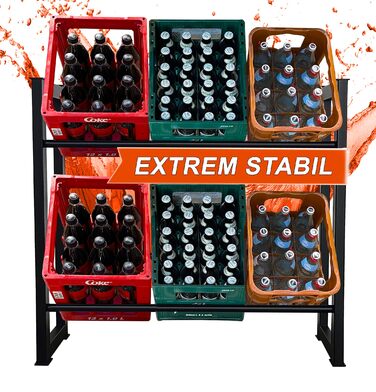 Стійка для напоїв QUICK STAR 104x30x90 см для 6 ящиків, тримач для напоїв, окремостояча полиця, надзвичайно стійка, 104 x 30 x 90 см, без полиці