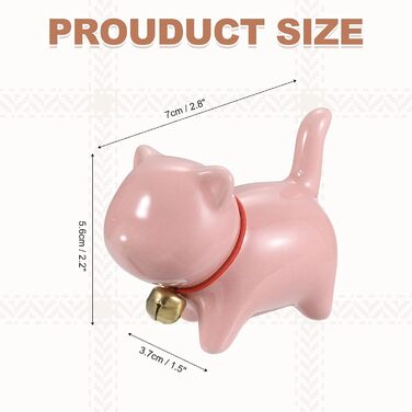Фігурка керамічної кішки-чайниці Крок вперед 7x3.7x5.6 см, рожева. Мила ручної роботи, з дзвіночком нашийником для дому, офісу або чайного куточка.