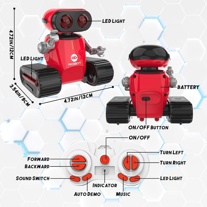 Дитяча іграшка Робот, акумуляторний дистанційно керований робот зі світловими ефектами, світлодіодними очима, музичним танцем і знімним акумулятором, подарунок для хлопчиків і дівчаток 3 років і старше, RC робот-іграшка