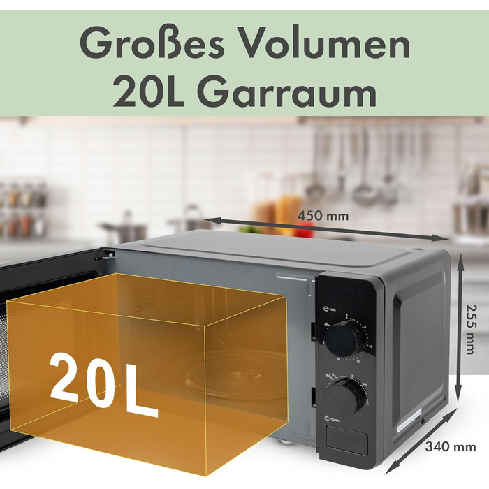 Мікрохвильова піч Clatronic з варильною камерою 20 л і освітленням варильної камери Мікрохвильова піч з 6 рівнями потужності Мікрохвильова піч з таймером на 30 хвилин Мікрохвильова піч з поворотним столом Ø24,5 см 700 Вт MW 791 чорний