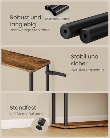 Надзвичайно швидке складання без інструментів, 6-рівнева полиця, окремостояча полиця для зберігання, 23,8 x 60 x 173,4 см, вітальня, спальня, кухня, вінтажний коричнево-чорний колір LLS166K01 6 рівнів (60Ш см)