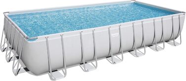 Басейн Bestway Power Steel Frame Pool Complete with Filter Pump 732 x 366 x 132 см, світло-сірий, квадратний