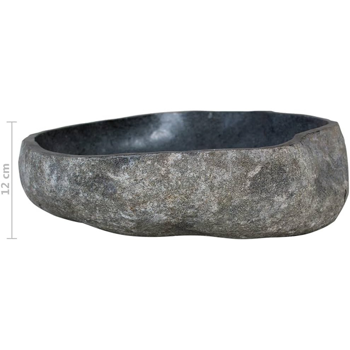 Раковина з річкового каменю овальна 30–37 см • Антрацит • Натуральні меблі для ванної