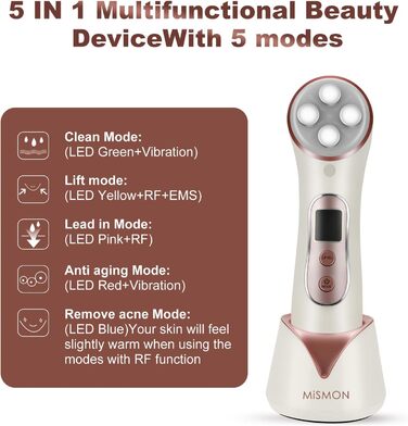Ультразвуковий пристрій для краси обличчя 5 в 1 багатофункціональний антивіковий масажер проти зморшок світлодіодний фотонний масажер для підтяжки шкіри