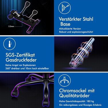 Офісне крісло ALFORDSON з масажем, ігрове крісло, ергономічне ігрове крісло з підставкою для ніг, масажна подушка для попереку з підставкою для ніг, обертове крісло, вантажопідйомність 180 кг, блакитний колір